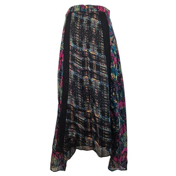 BCBGeneration Asymmetrical Lace Boho Floral Tapestry Sheer Chiffon Maxi Skirt S - Picture 1 of 13
